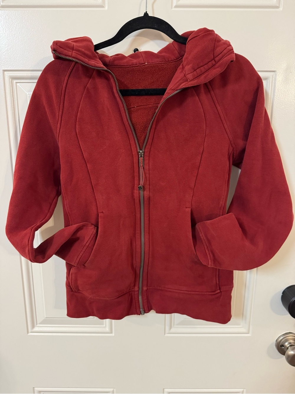 Lululemon Red Hooded Full Zip Scuba